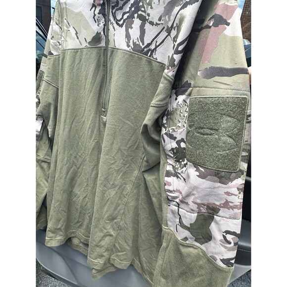 Under Armour Tactical Combat Shirt Men's Large Patch Sleeve 1/4 Zip Green/Camo - Picture 9 of 10